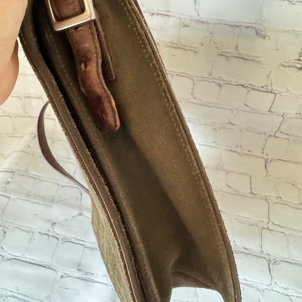 Rare Vintage Coach Olive Suede Leather Crossbody Bag - Picture 9 of 15